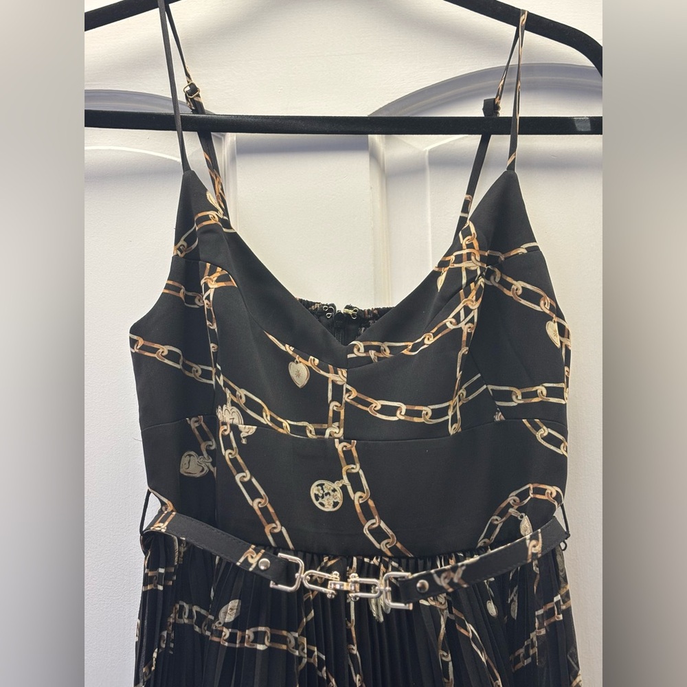 Zimmermann Sunray Pleated Picnic Midi Dress Black Chain-Print Spaghetti Strap 1 - Picture 14 of 16